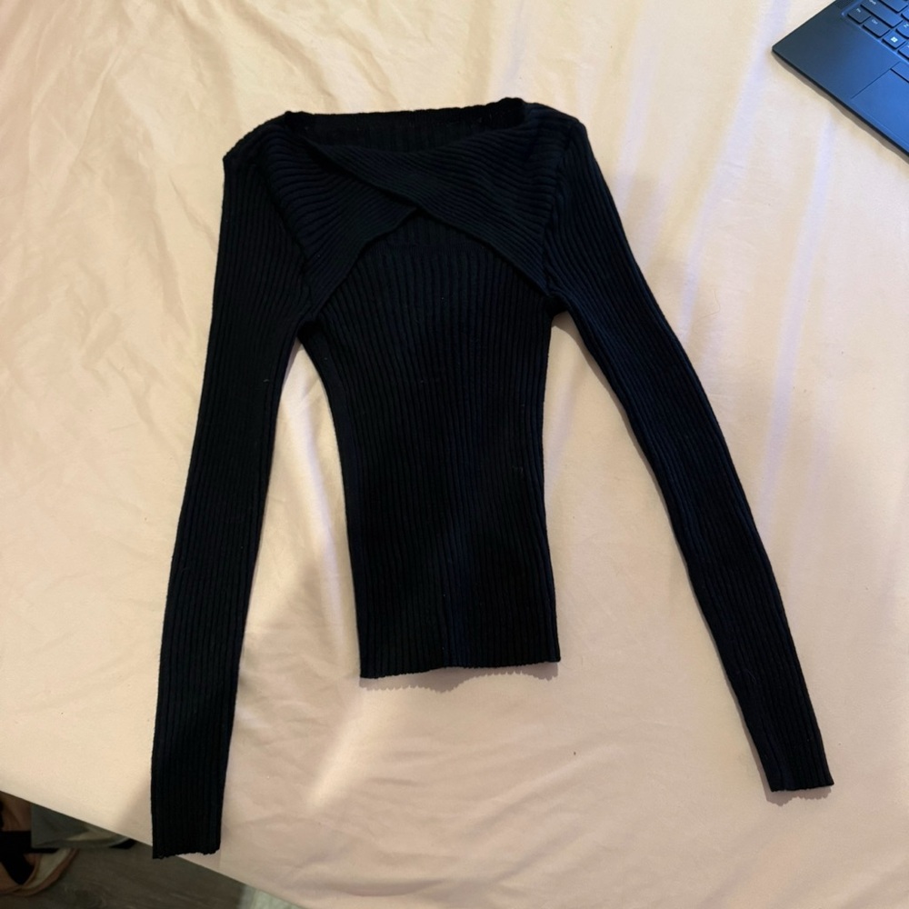 Black Ribbed Women's Sweater